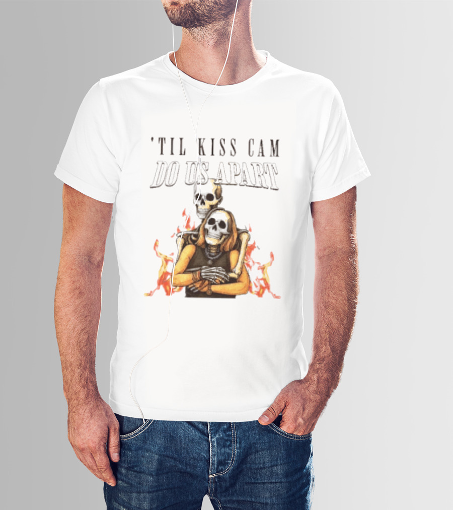Til Kiss Cam Do Us Part Skeleton Halloween Flames T-Shirt