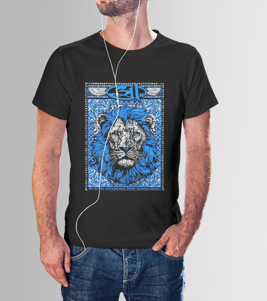 311 Live At Pine Knob Music Theatre July 30 2026 Lion Artwork Clarkson Michigan T-Shirt