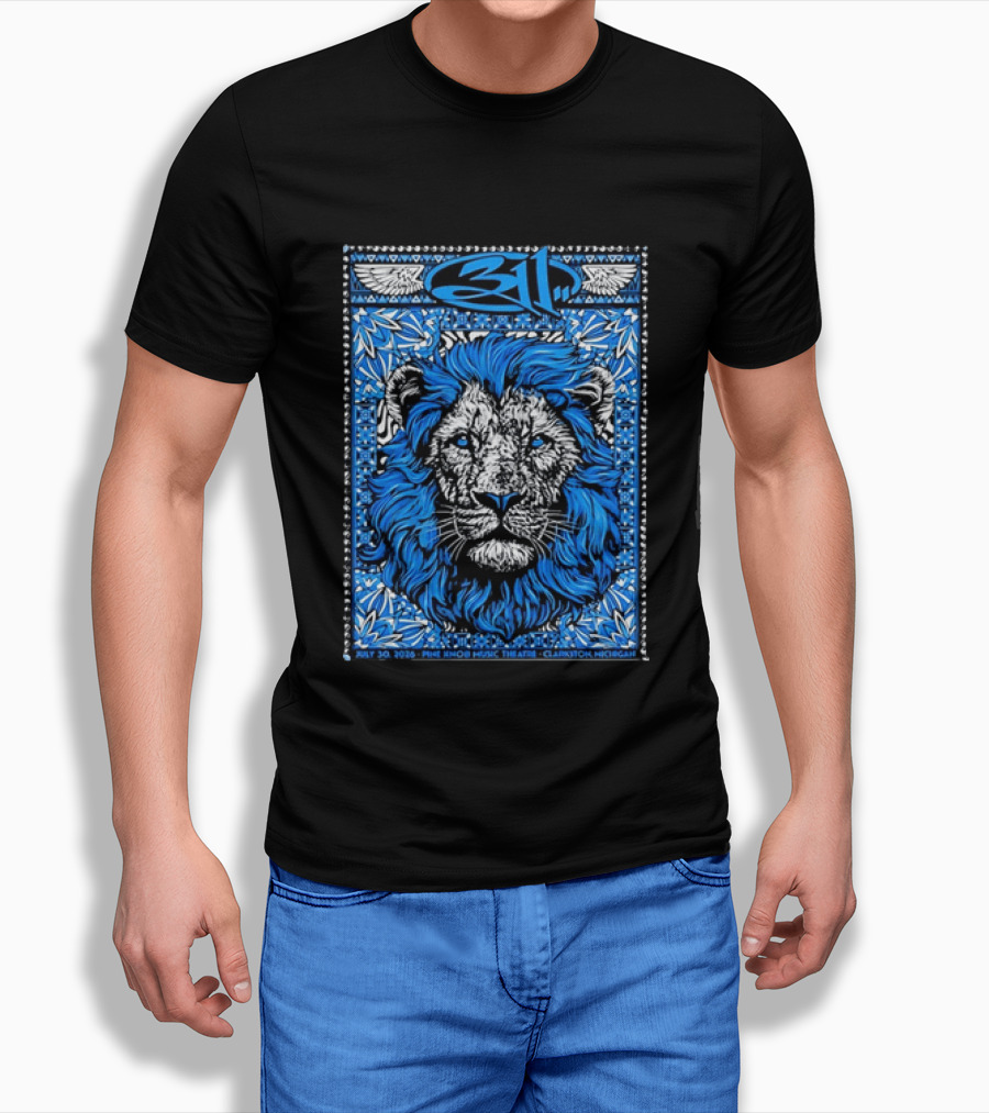 311 Live At Pine Knob Music Theatre July 30 2026 Lion Artwork Clarkson Michigan T-Shirt