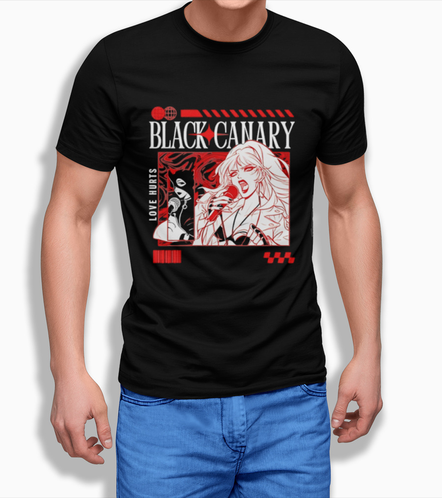 Black Canary Love Hurts DC Comics Superhero Microphone Music Scene T-Shirt