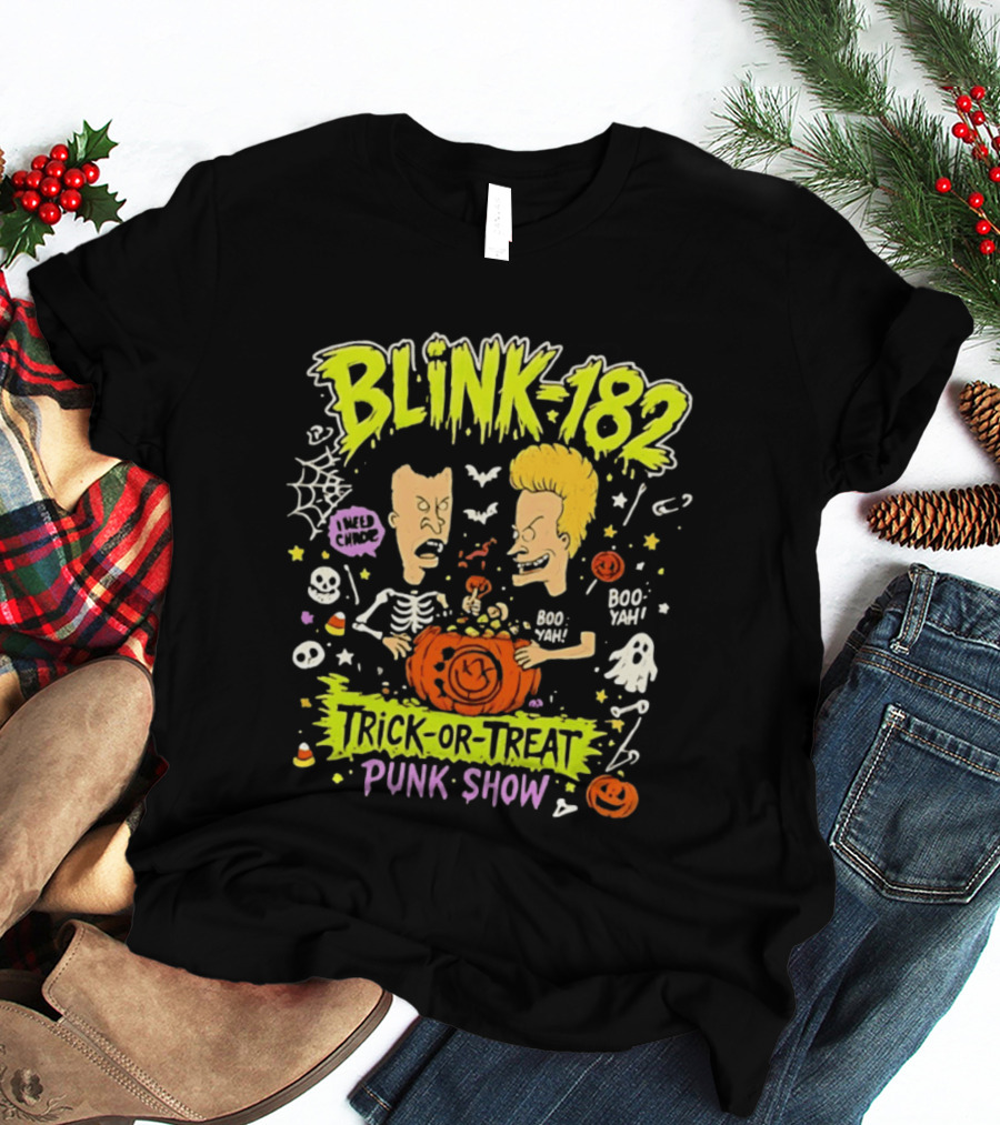 Blink 182 Beavis And Butt Head Halloween Trick Or Treat Punk Show T-Shirt