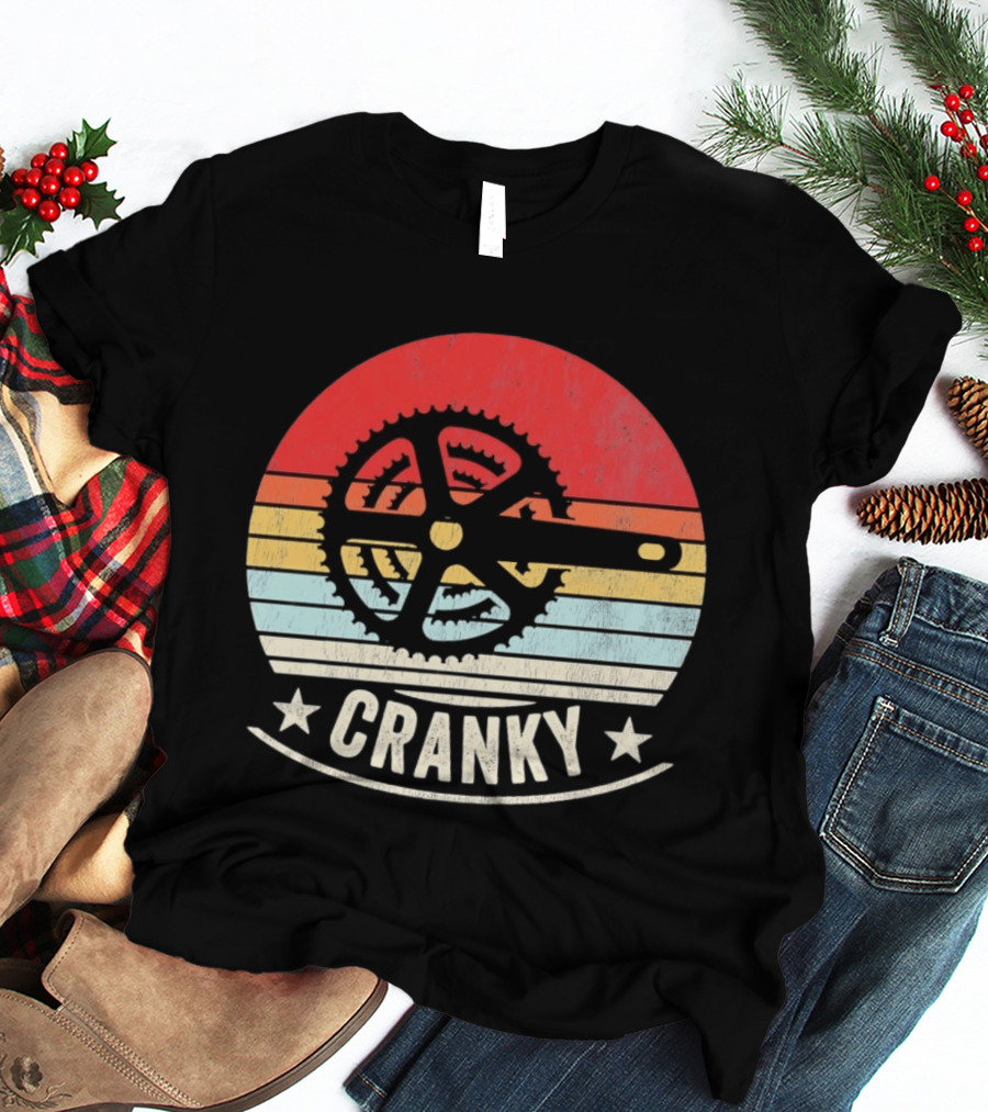 Cranky Sunset Bike Crank Retro Vintage Cycling T-Shirt