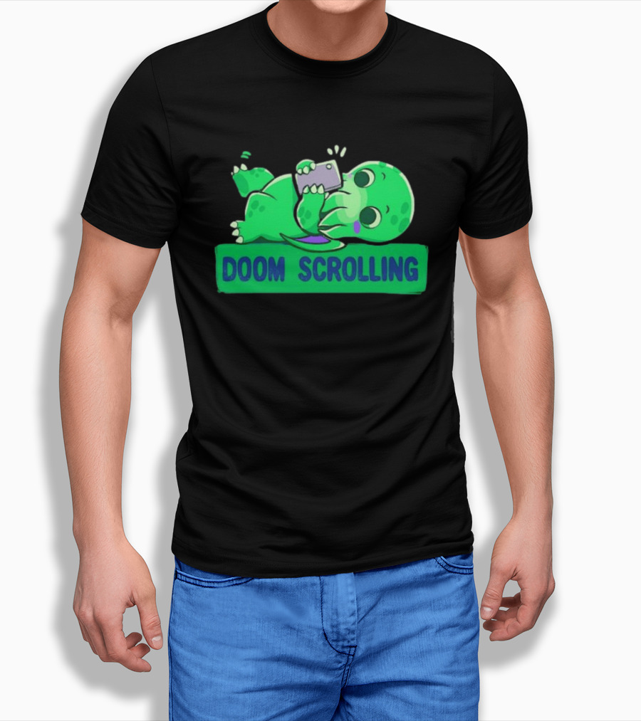 Doom Scrolling Cthulhu Lovecraft Monster With Smartphone T-Shirt