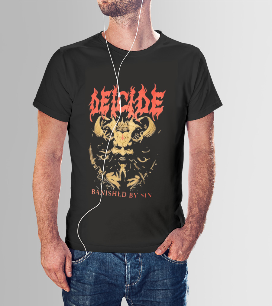 Deicide Banished By Sin Skull And Horns Death Metal T-Shirt