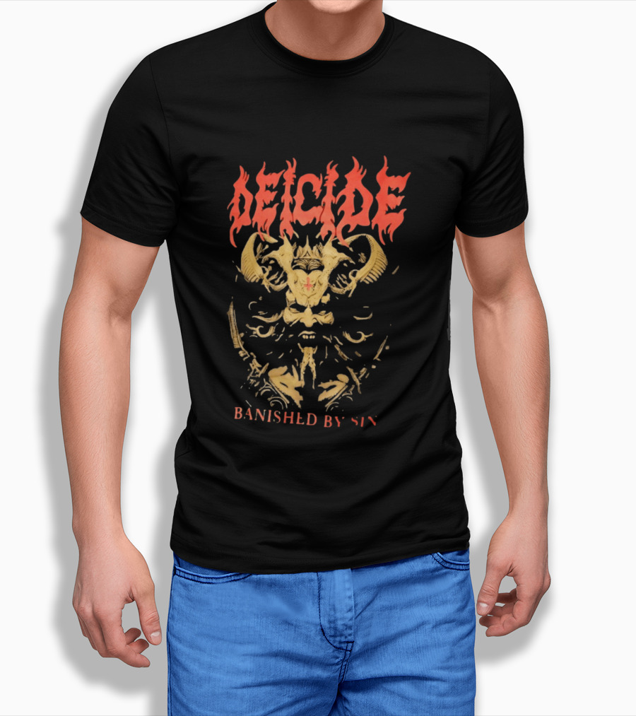 Deicide Banished By Sin Skull And Horns Death Metal T-Shirt