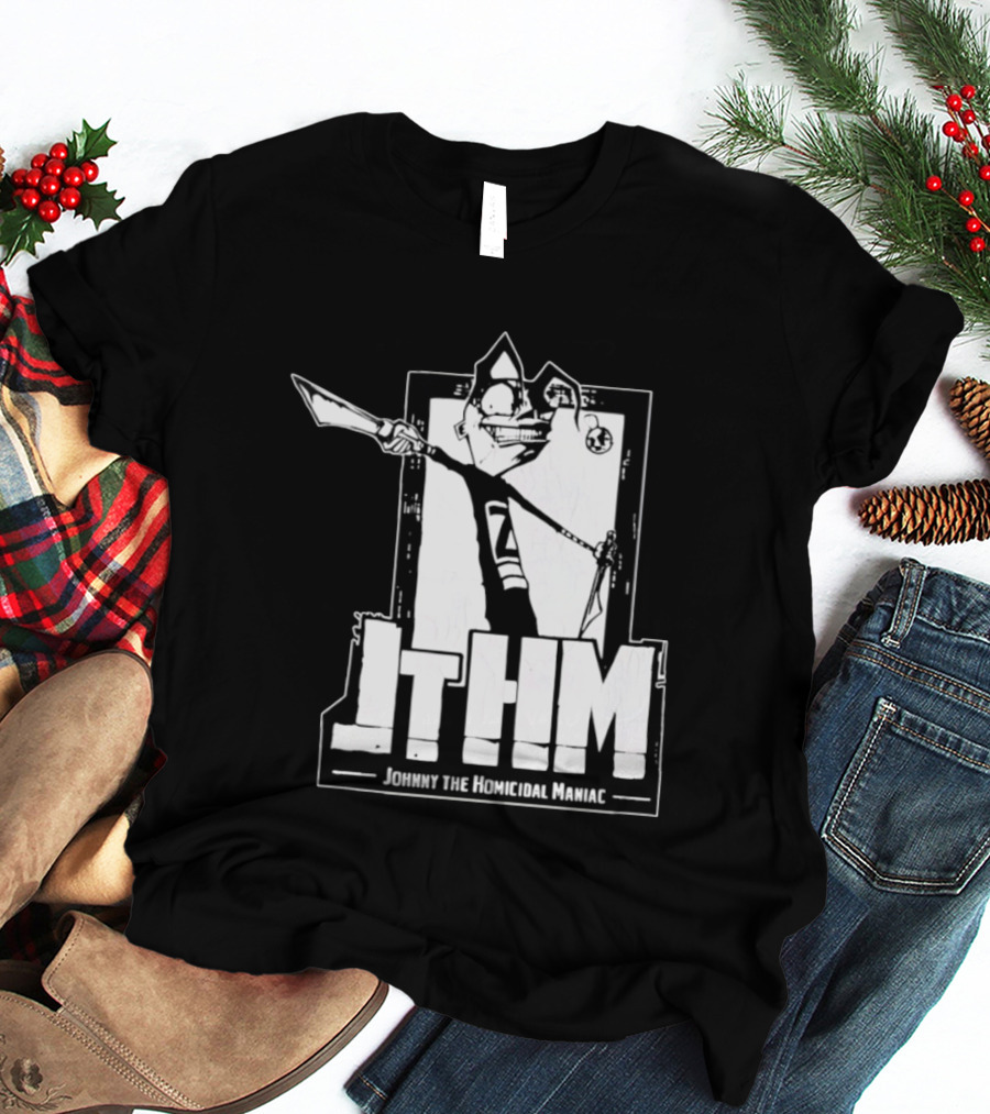 JTHM Johnny The Homicidal Maniac Distressed Black And White Comic T-Shirt
