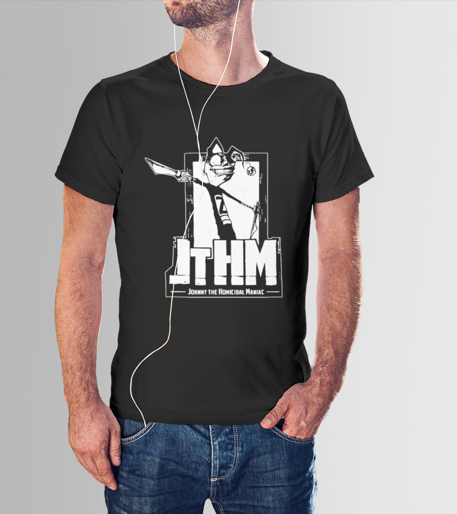 JTHM Johnny The Homicidal Maniac Distressed Black And White Comic T-Shirt