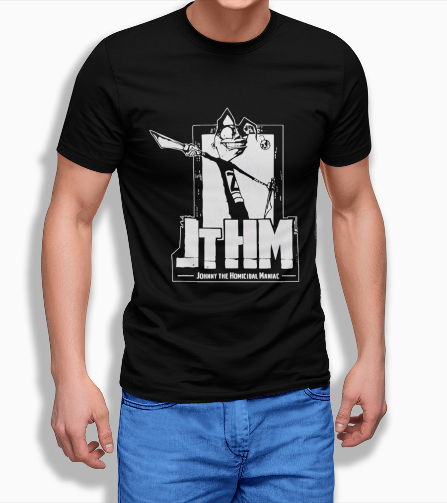 JTHM Johnny The Homicidal Maniac Distressed Black And White Comic T-Shirt