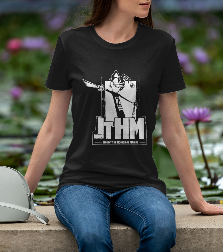 JTHM Johnny The Homicidal Maniac Distressed Black And White Comic T-Shirt