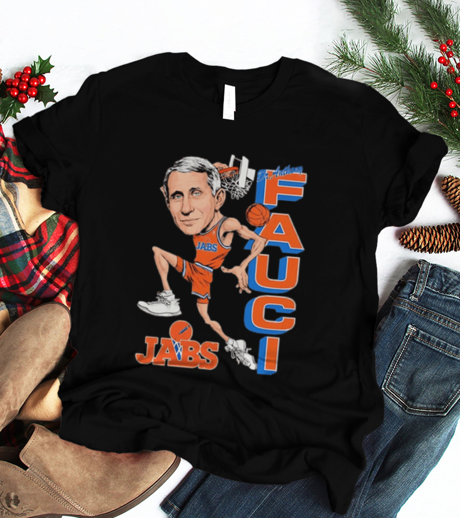 Dr Anthony Fauci Jabs Basketball Slam Dunk Caricature T-Shirt