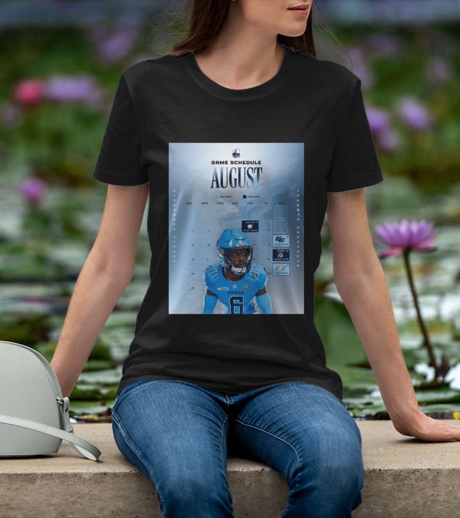 Toronto Argonauts August Game Schedule 2023 CFL Football Player Calendar T-Shirt