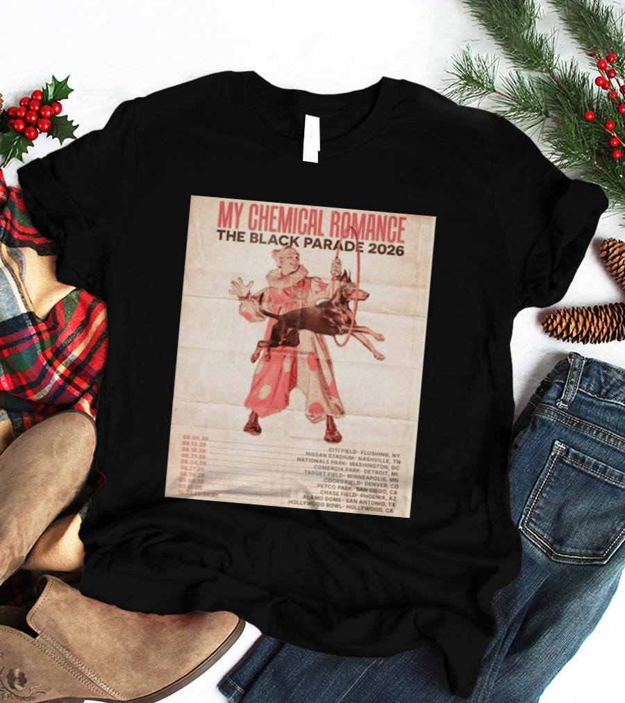 My Chemical Romance The Black Parade 2026 Tour Dates Clown And Dog T-Shirt