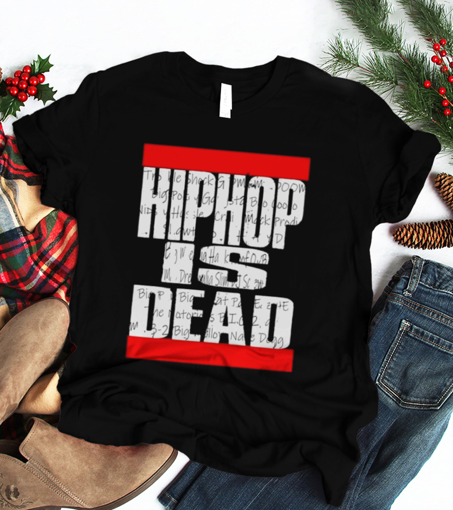 Hip Hop Is Dead White Text With Red Bars T-Shirt