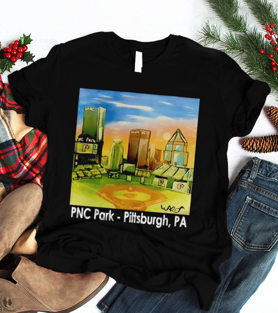 PNC Park Pittsburgh PA Baseball Skyline Art Print T-Shirt