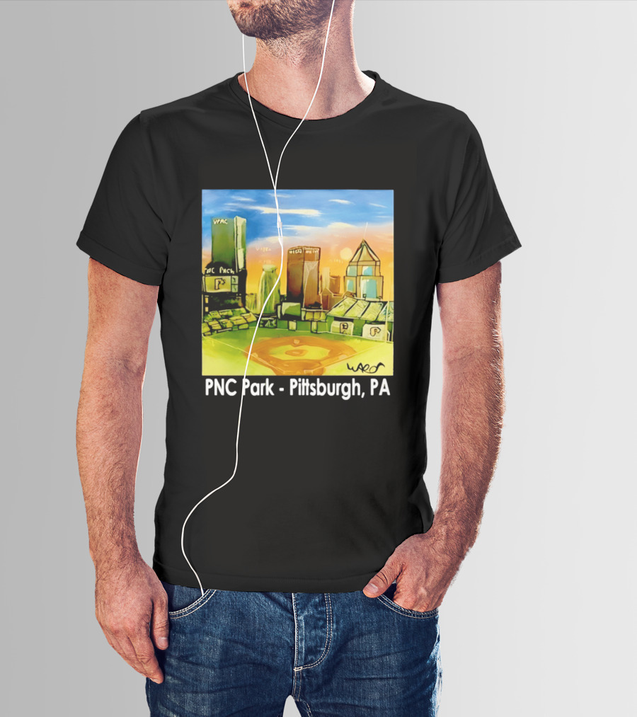 PNC Park Pittsburgh PA Baseball Skyline Art Print T-Shirt