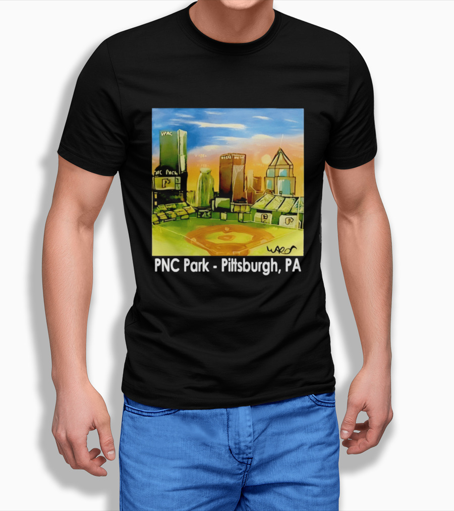 PNC Park Pittsburgh PA Baseball Skyline Art Print T-Shirt
