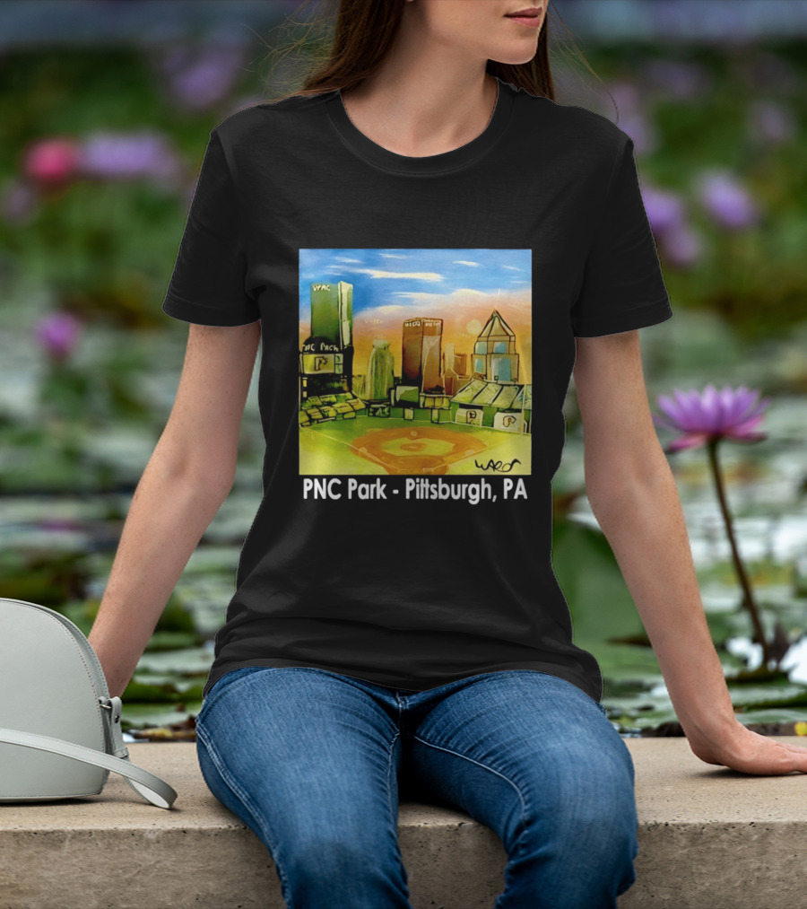 PNC Park Pittsburgh PA Baseball Skyline Art Print T-Shirt