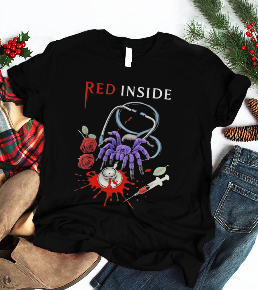 Red Inside Purple Tarantula Stethoscope Syringe Roses T-Shirt
