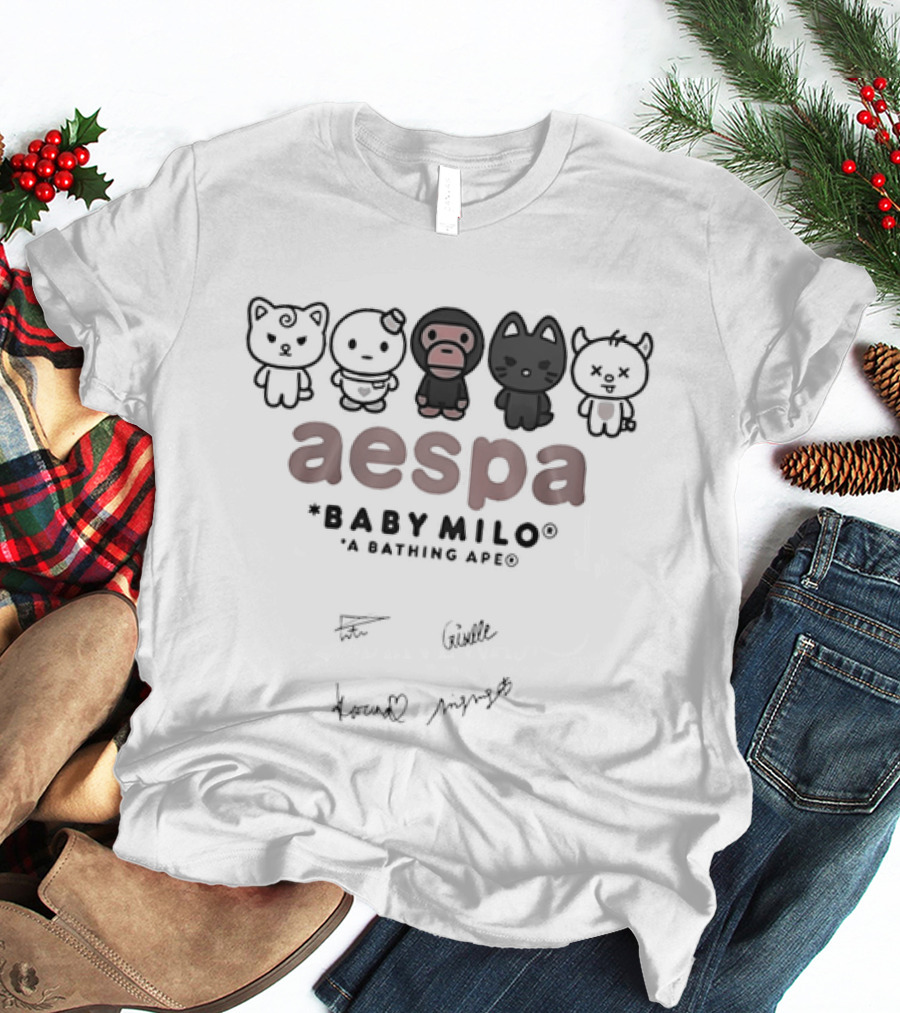 Aespa Collaboration With Baby Milo A Bathing Ape And Karina Winter T-Shirt
