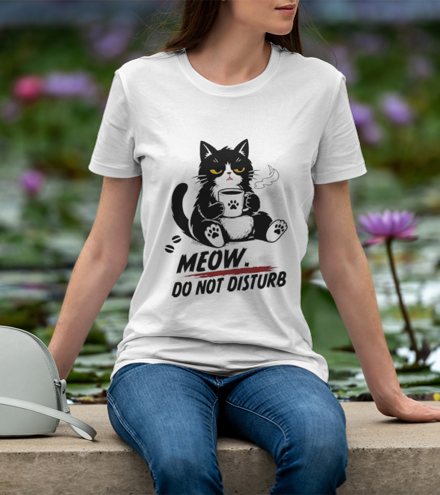 Meow Do Not Disturb Grumpy Cat Coffee Paw Stamp Vapor T-Shirt