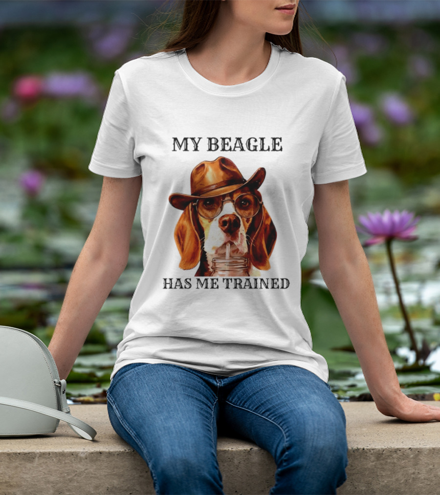 My Beagle Has Me Trained Cowboy Beagle With Hat And Glasses T-Shirt