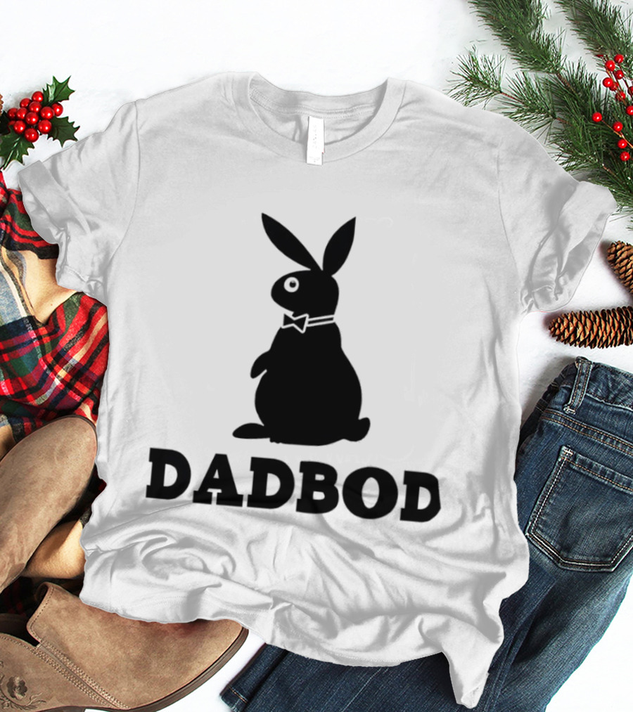 Dadbod Bunny Rabbit Dad Bod Fatherhood Humor Bow Tie T-Shirt