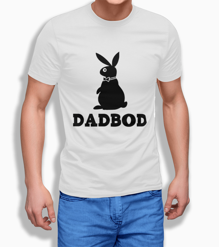 Dadbod Bunny Rabbit Dad Bod Fatherhood Humor Bow Tie T-Shirt
