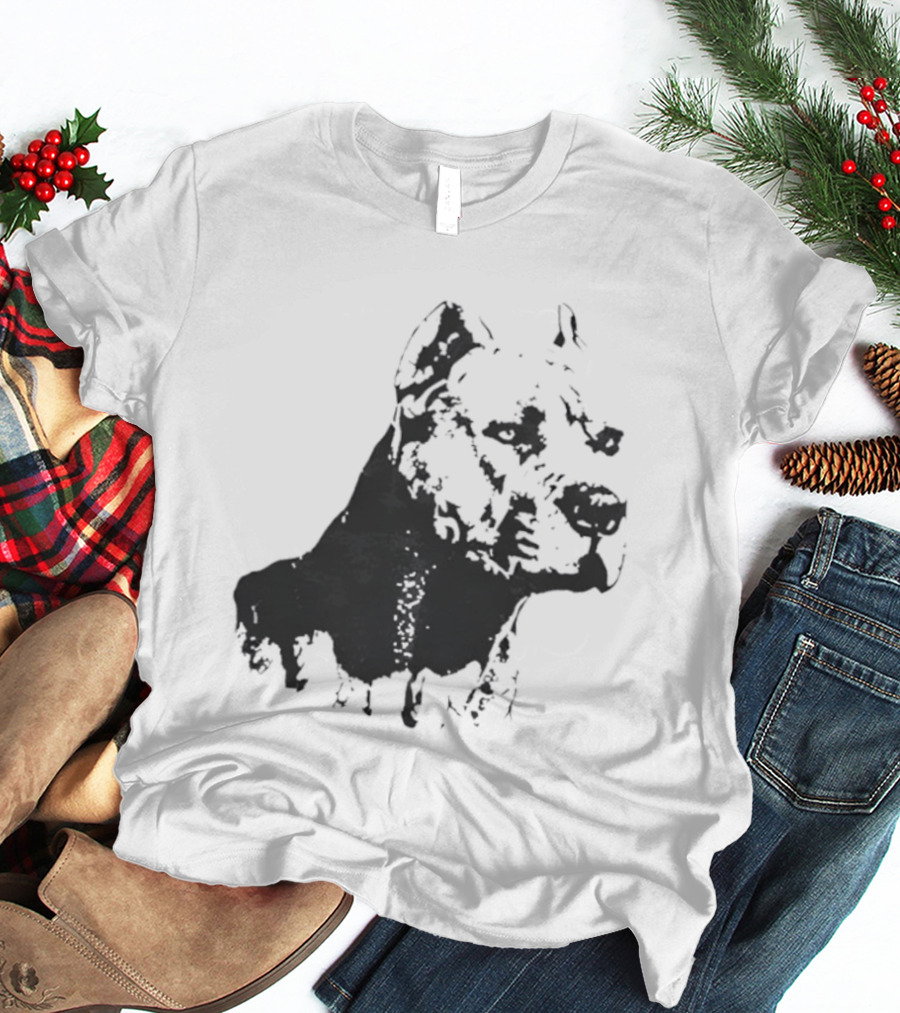Distressed Pit Bull Dog Face Art For Dog Lovers T-Shirt