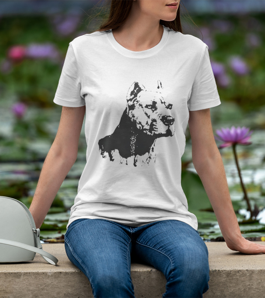 Distressed Pit Bull Dog Face Art For Dog Lovers T-Shirt