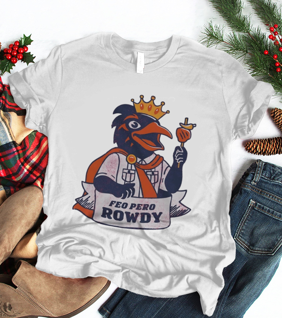 Feo Pero Rowdy Distressed Crow King Feopero With Skewer And Crown T-Shirt