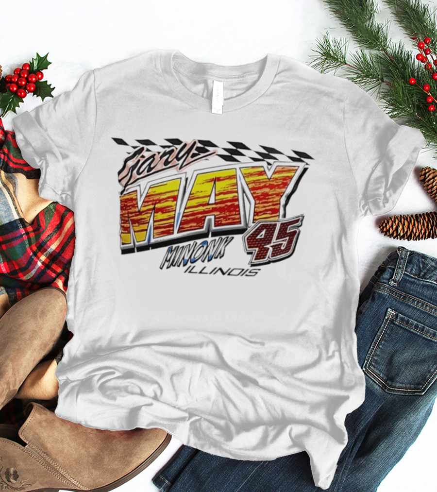 Gary May 45 Minonk Illinois Racing Motorsports Checkerboard T-Shirt