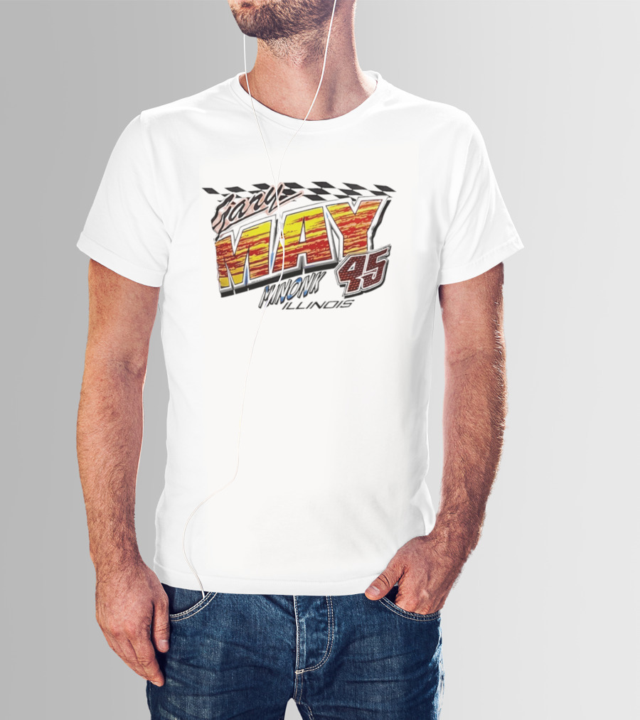 Gary May 45 Minonk Illinois Racing Motorsports Checkerboard T-Shirt