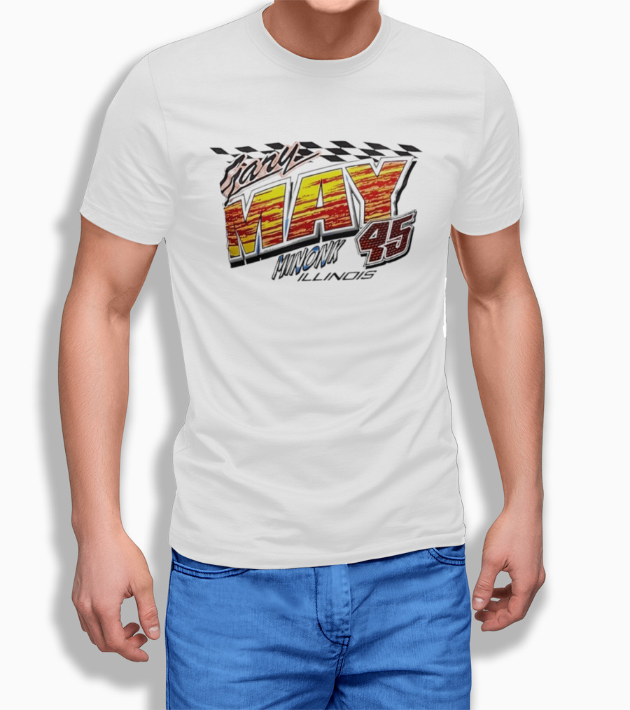 Gary May 45 Minonk Illinois Racing Motorsports Checkerboard T-Shirt