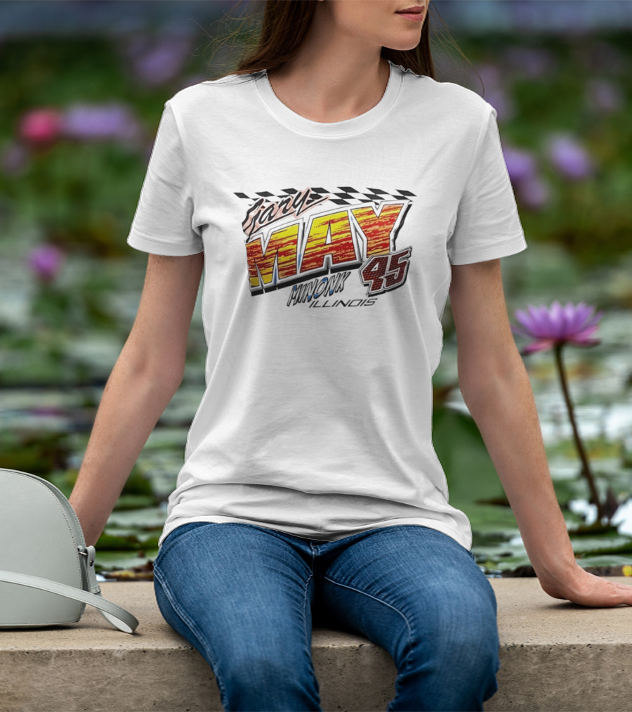 Gary May 45 Minonk Illinois Racing Motorsports Checkerboard T-Shirt
