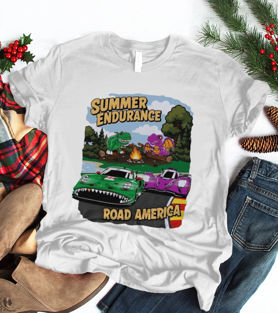 Summer Endurance Road America Racing With Dinosaurs And Dragons T-Shirt