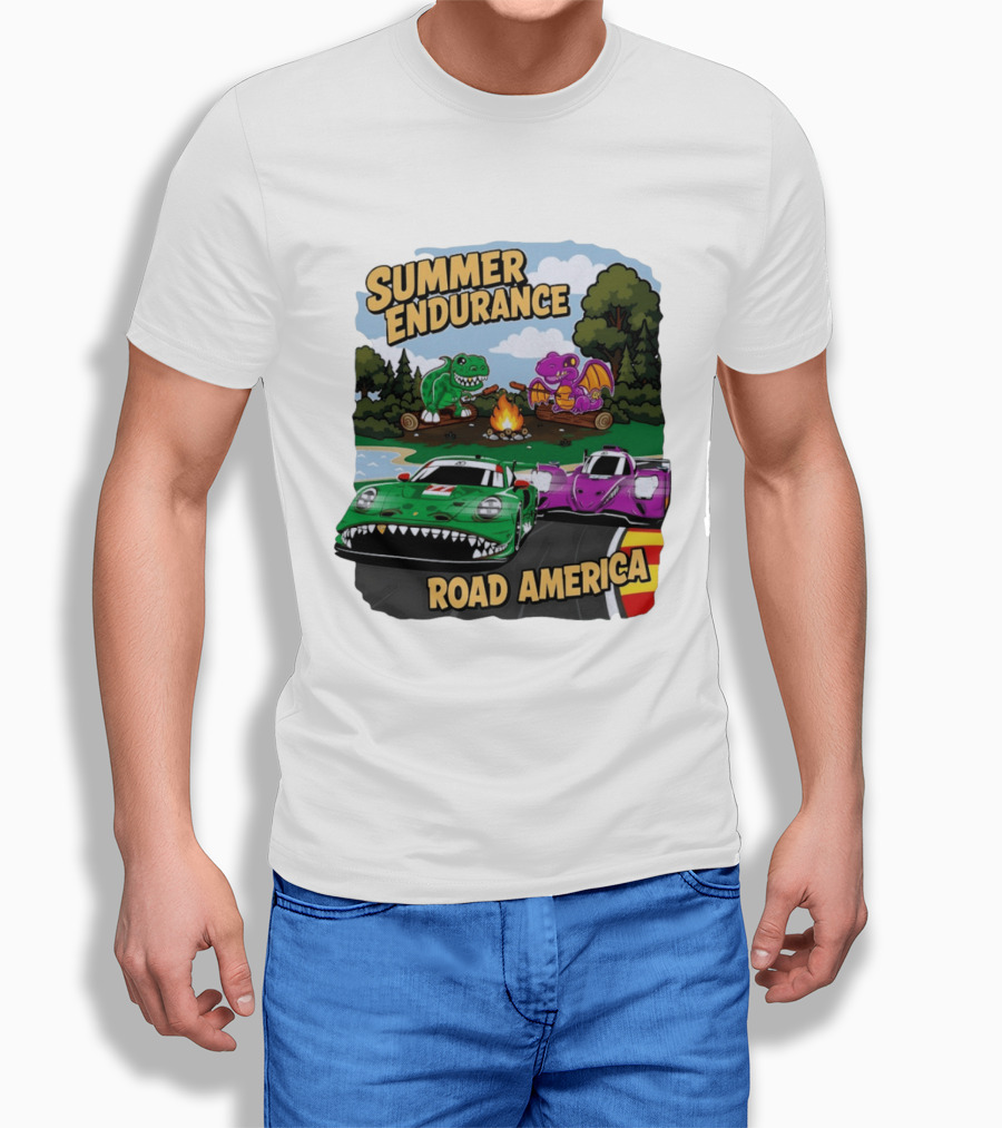 Summer Endurance Road America Racing With Dinosaurs And Dragons T-Shirt