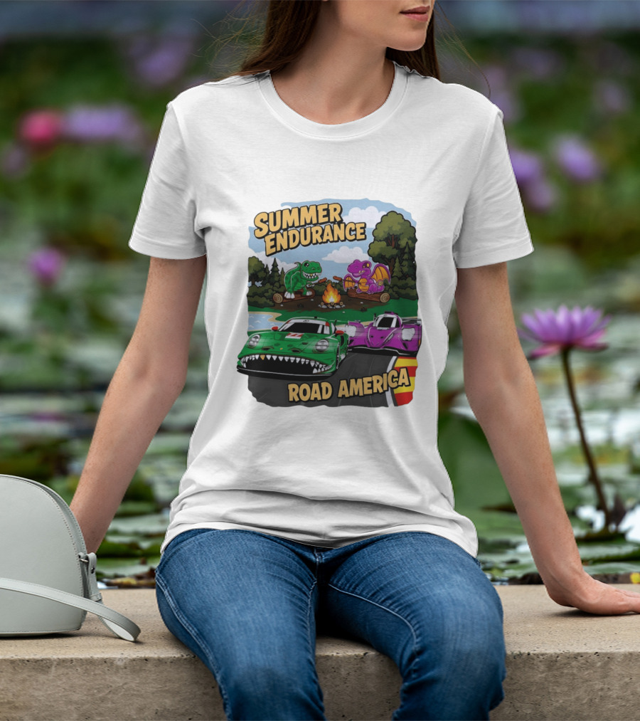 Summer Endurance Road America Racing With Dinosaurs And Dragons T-Shirt