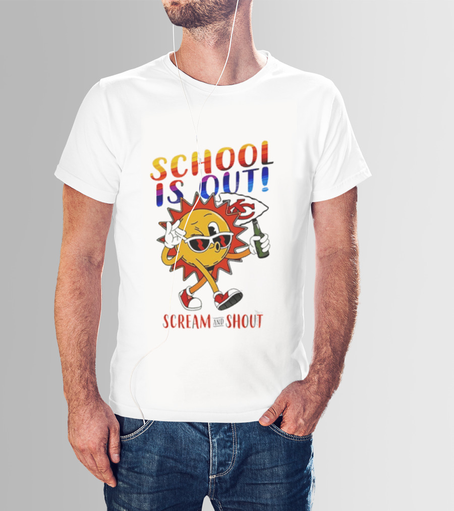 Kansas City Chiefs Sun Character School Is Out Scream And Shout T-Shirt