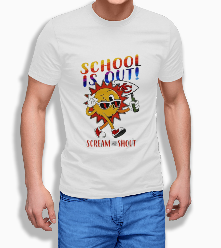 Kansas City Chiefs Sun Character School Is Out Scream And Shout T-Shirt
