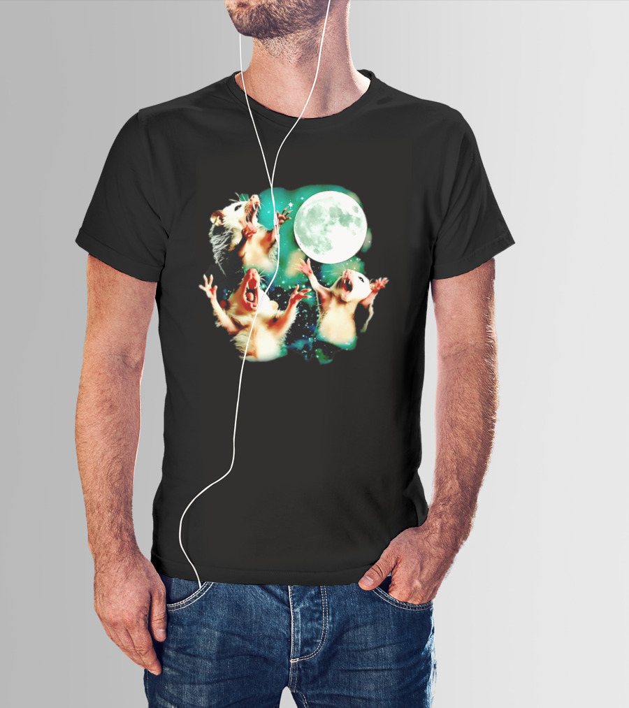 Screaming Opossums Howling At The Moon Opossum Moonlight Night Sky T-Shirt