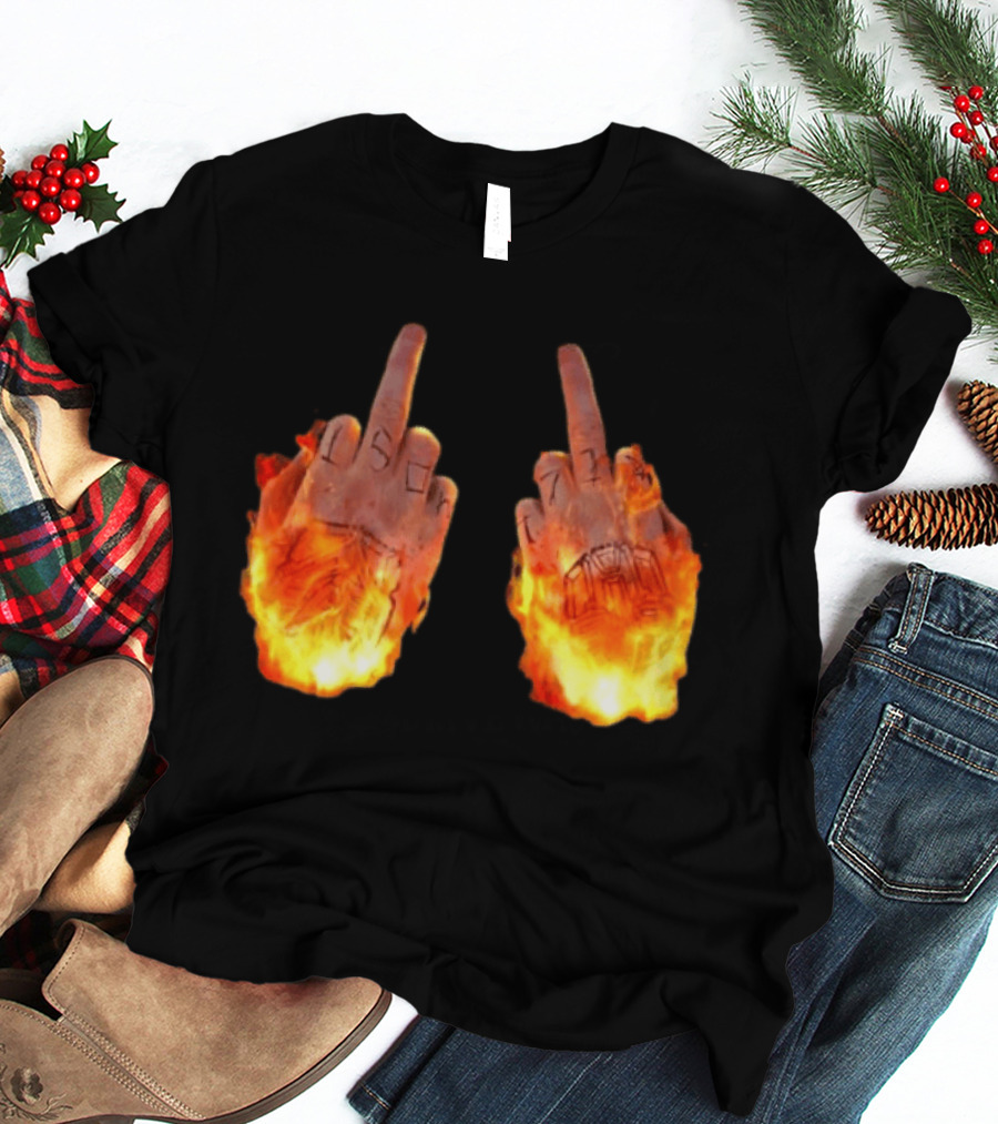 Sid The 3Rd Middle Fingers Flaming Gesture T-Shirt