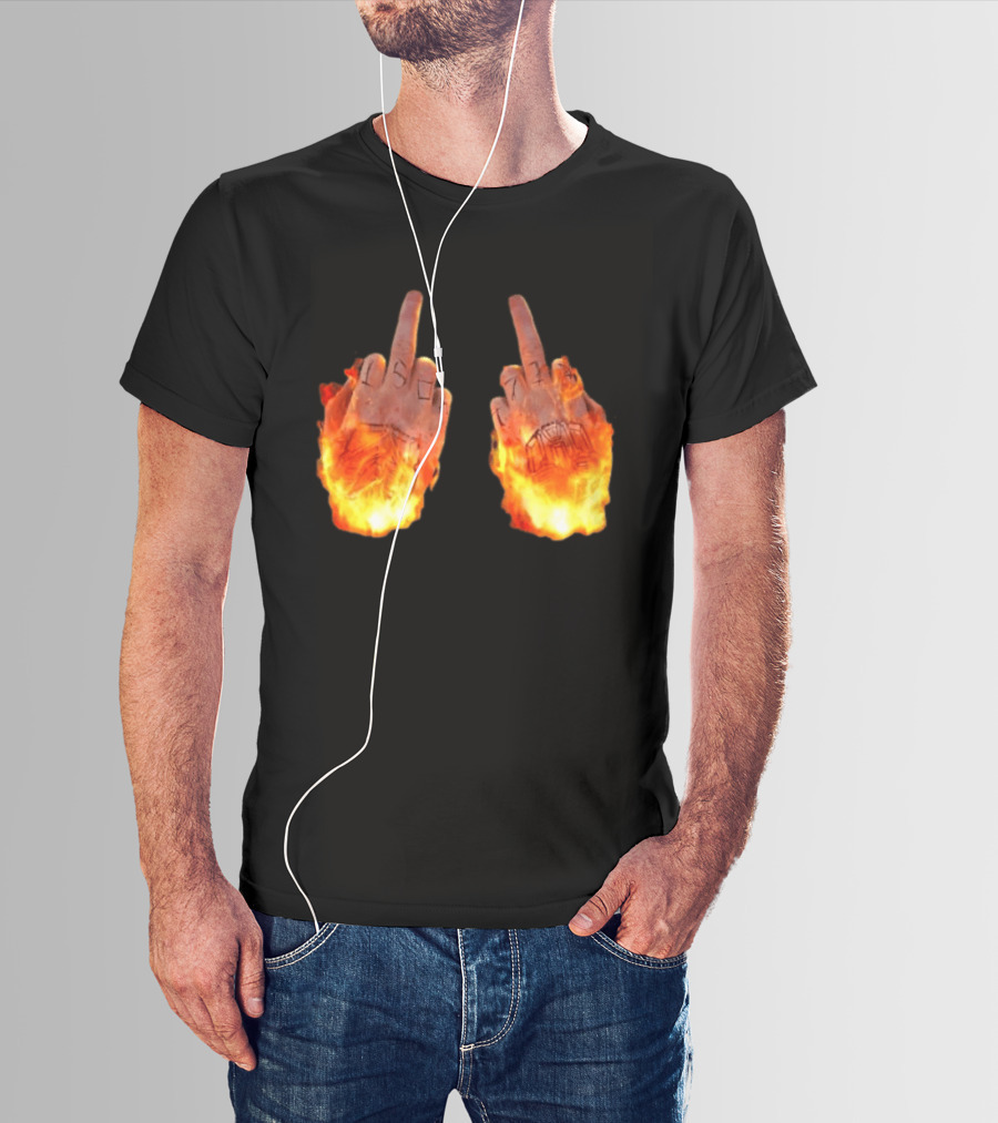 Sid The 3Rd Middle Fingers Flaming Gesture T-Shirt