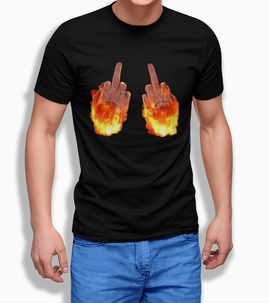 Sid The 3Rd Middle Fingers Flaming Gesture T-Shirt