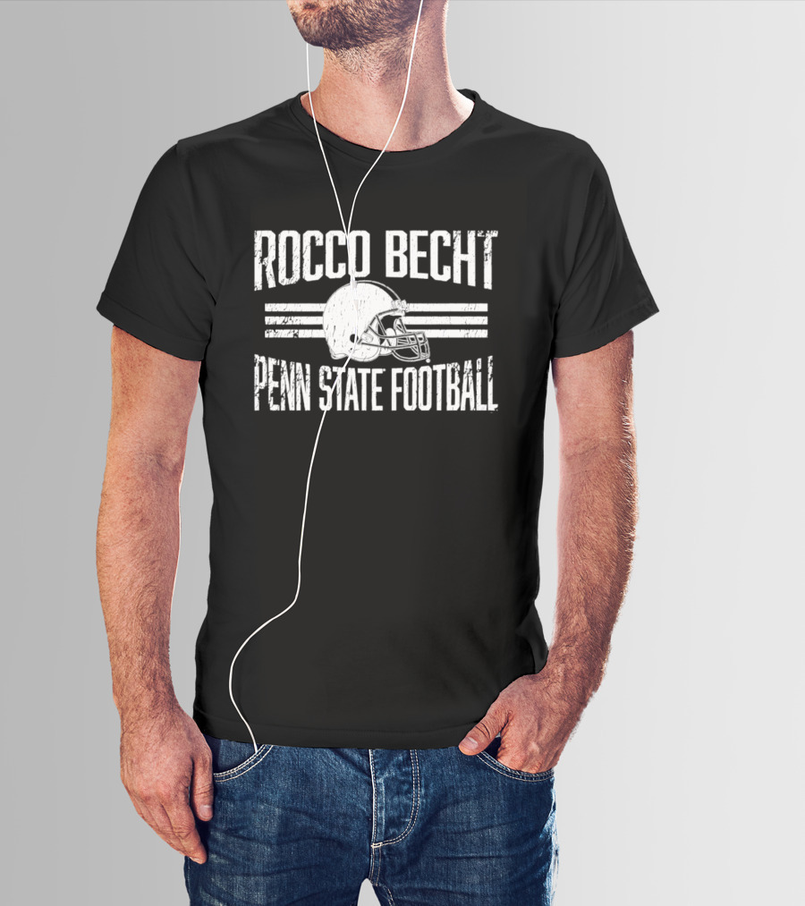Rocco Becht Penn State Football Distressed Helmet T-Shirt
