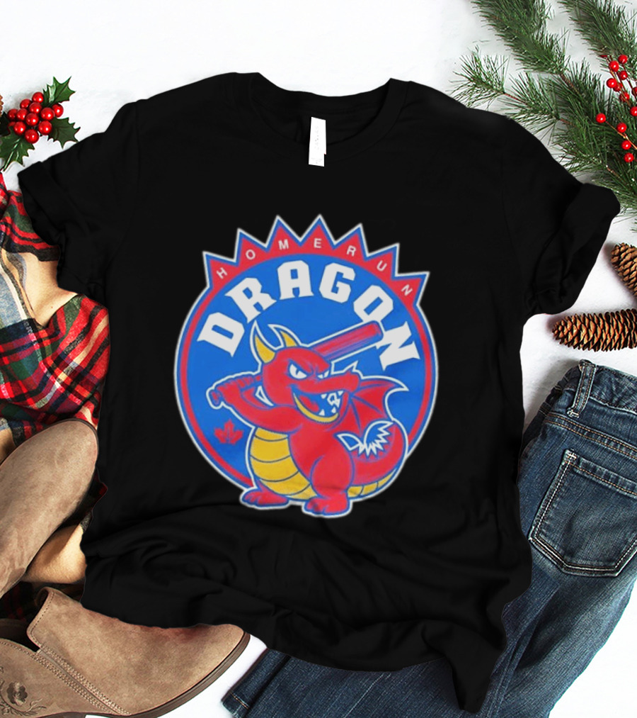 Homerun Dragon Toronto Blue Jays Batter With Red Bat And Maple Leaf T-Shirt
