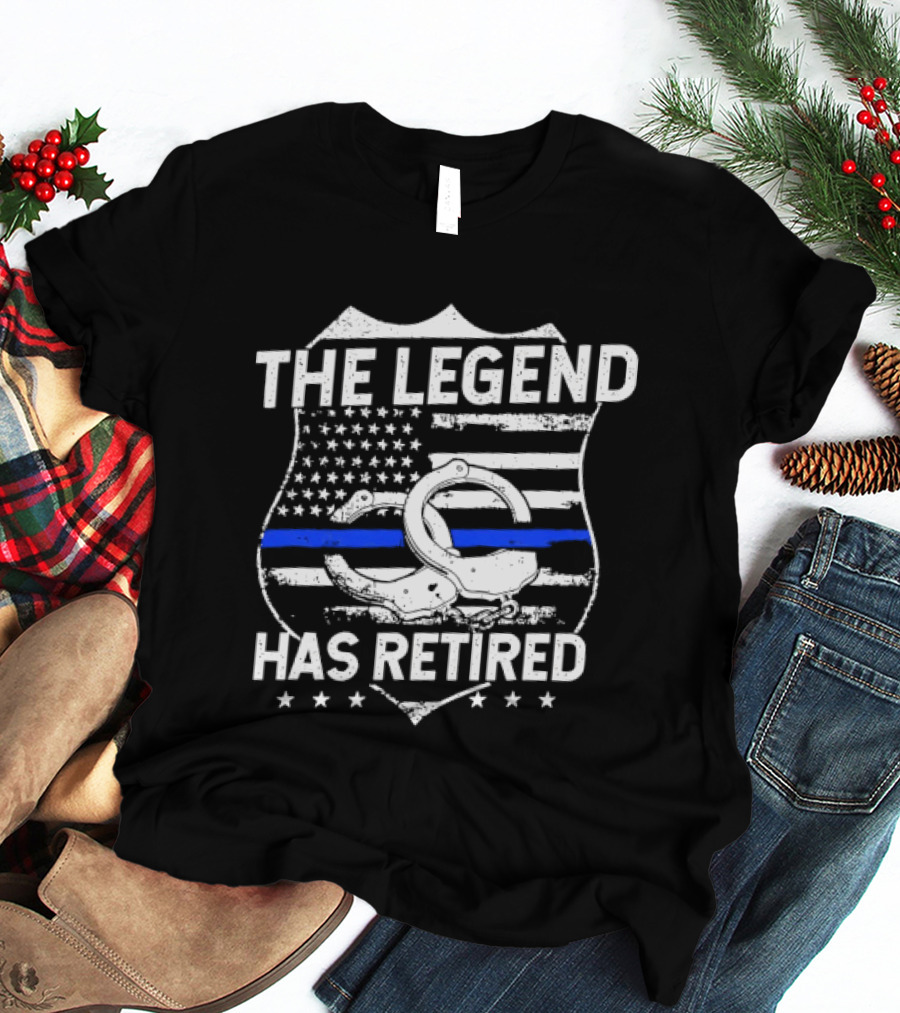 The Legend Has Retired Thin Blue Line Police T-Shirt