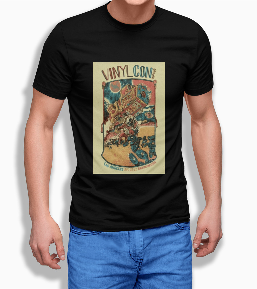 VinylCon Los Angeles August 22 23 2026 California Festival Space Astronaut Turntable T-Shirt