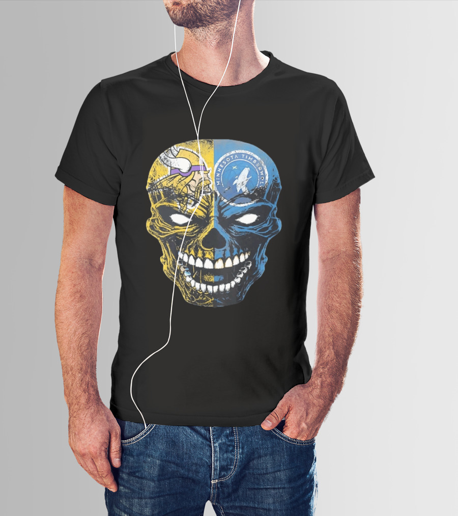 Minnesota Vikings Timberwolves Skull Mashup T-Shirt
