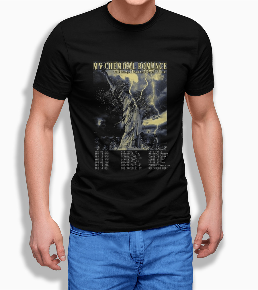 My Chemical Romance The Black Parade 2026 Tour Statue Of Liberty Concert Dates T-Shirt