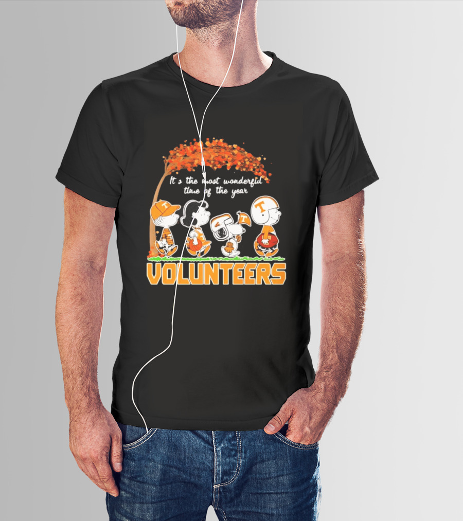 Peanuts Characters Tennessee Volunteers It's The Most Wonderful Time Of The Year T-Shirt